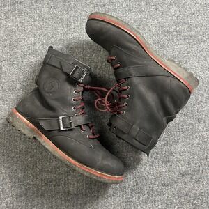 Polo Ralph Lauren Maurice Boots Mens Size 13D Black Leather Buckle Combat Moto